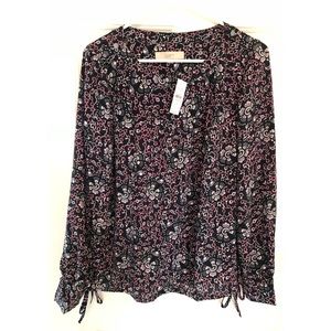 Loft Striped Bubble Hem Blouse